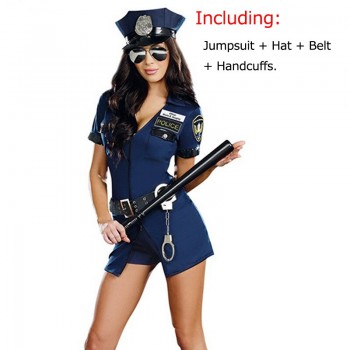 Police Woman Officer Uniform Costume - Ideal for Halloween, Clubwear, Cosplay
